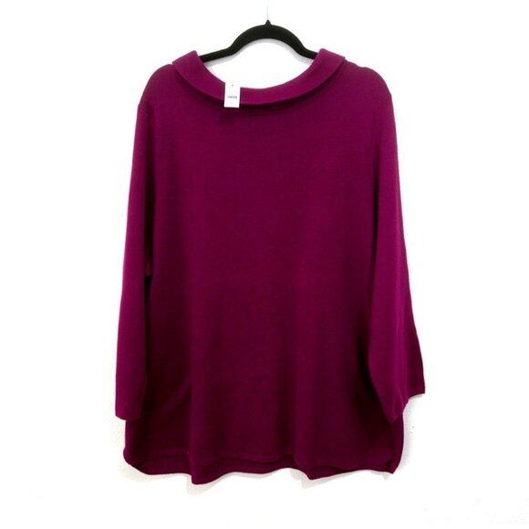 Talbots New Tunic Knit Sweater Funnel Neck Plus 3X Boat Neck Purple Pullover - Picture 1 of 10